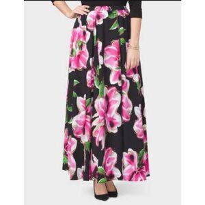 NEW Roz & Ali Women's Pull On Elastic Waist Floral A-Line Maxi Skirt Size Medium